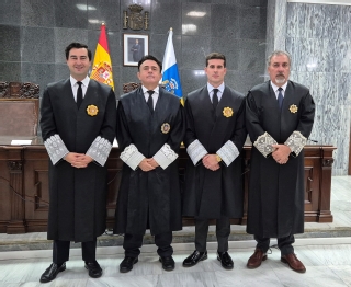 Los magistrados ascendidos con el presidente del TSJ de Canarias, Juan Luis Lorenzo Bragado